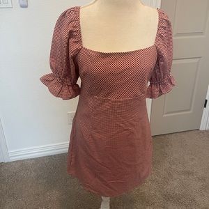 Red and white gingham dress